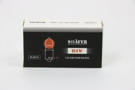 Лампа розжарювання 12V 6W H6W BAX9S (картонна упаковка по 10шт) для SHAFER SL2012 фото товару