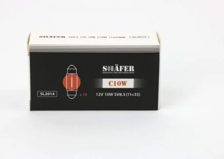 Лампа розжарювання 12V 10W C10W SV8.5 (11×35) (картонна упаковка по 10шт) для SHAFER SL2014 фото товару