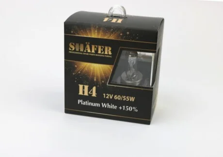 Лампа галогенова H4 12V60/55W Platinum White +150% (комплект, картонний бокс 2шт)) для SHAFER SL3004P фото товару