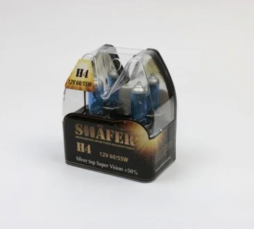 Лампа галогенова H4 12V60/55W Silver top Super Vision +50% (комплект, пластиковий бокс 2шт) для SHAFER SL3004S фото товара