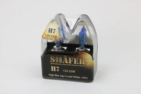 Лампа галогенова H7 12V55W High Blue top Crystal White +50% (комплект, пластиковий бокс 2шт) для SHAFER SL3007C фото товара