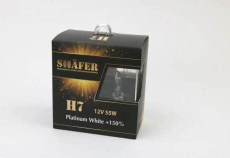Лампа галогенова H7 12V55W Platinum White +150% (комплект, картонний бокс 2шт)) для SHAFER SL3007P фото товару