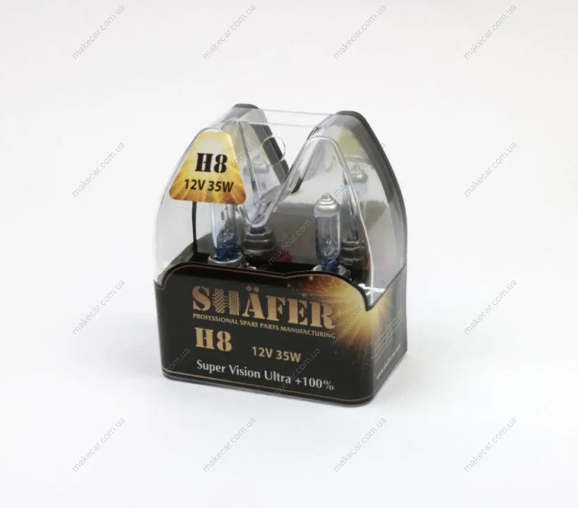 <strong>Лампа галогенова H8 12V35W Super Vision Ultra +100% (комплект, пластиковий бокс 2шт) SHAFER SL3008 (фото 1)</strong>