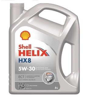 Моторное масло Helix HX8 ECT 5W-30 синтетическое 5 л SHELL 550048100 (фото 1)