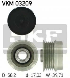 FIAT Шкив генератора Bravo,Doblo,Punto 07- для Fiat, Alfa Romeo, Lancia, Abarth, Chrysler SKF VKM 03209 фото товару