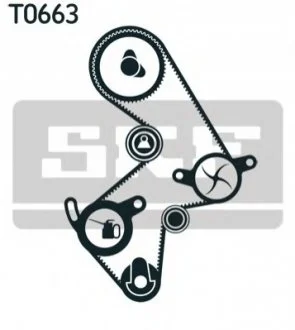 Комплект ГРМ, пас+ролик+помпа для Toyota SKF VKMC 91003 фото товару