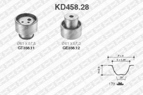 К-кт паска ГРМ Fiat Ducato 1.9TD 87-01 /173 x 25/ для Fiat, Chery SNR NTN KD458.28 фото товара