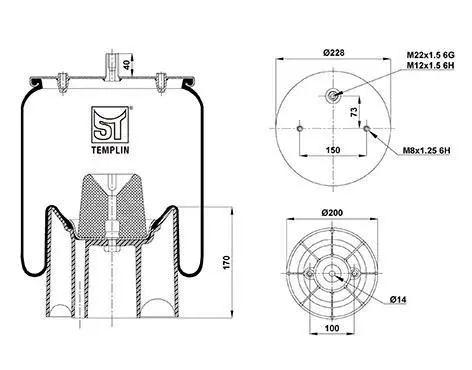 <strong>Подушка амортизуюча 1 DK 23 L-1 (зі стаканом) ST-TEMPLIN 04.060.6106.050 (фото 1)</strong>