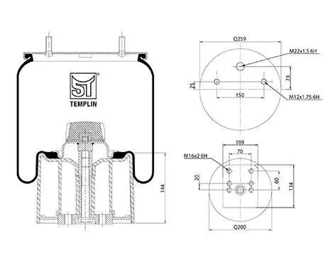 <strong>Подушка амортизуюча 940 MB P30 (зі стаканом) ST-TEMPLIN 04.060.6106.530 (фото 1)</strong>