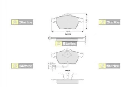Гальмівні колодки дискові для STARLINE BD S109 фото товару