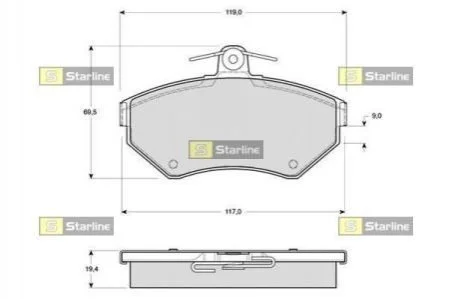 <strong>Тормозные колодки дисковые STARLINE BD S297 (фото 1)</strong>