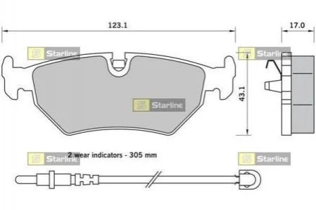 Гальмівні колодки дискові для Fiat, Peugeot, Citroen STARLINE BD S396 фото товару