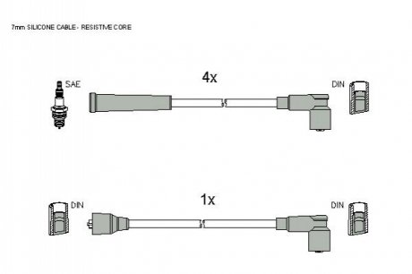 Комплект кабелей зажигания STARLINE ZK 8354 (фото 1)