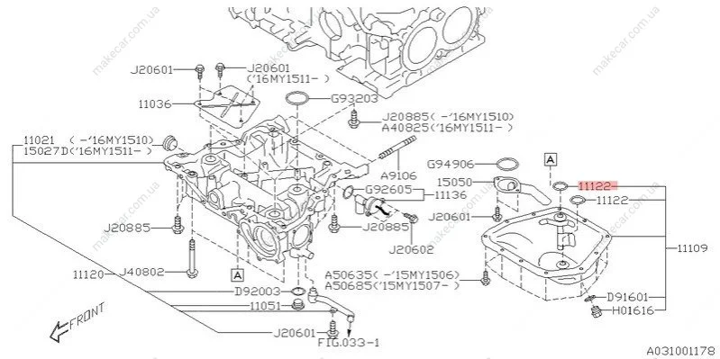<strong>Прокладка SUBARU 11122AA350 (фото 1)</strong>
