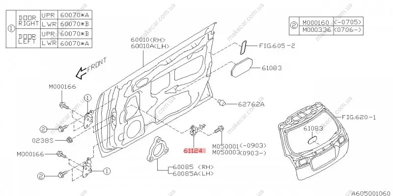<strong>Обмежувач відкривання передніх дверей SUBARU 61124AG002 (фото 1)</strong>