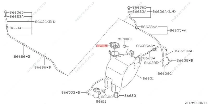 <strong>Крышка бачка омывателя SUBARU 86615AA060 (фото 1)</strong>