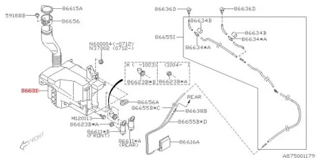 Бачок омивача для SUBARU 86631SC000 фото товару