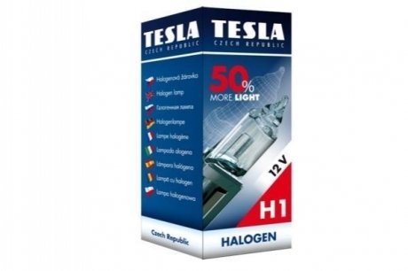 Лампа галоген 12V H1,12V,55W,P14,5s+50% Premium TESLA B30101