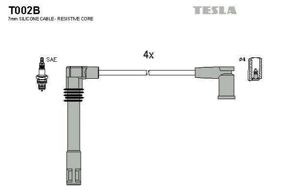 <strong>Комплект кабелів запалювання TESLA T002B (фото 1)</strong>