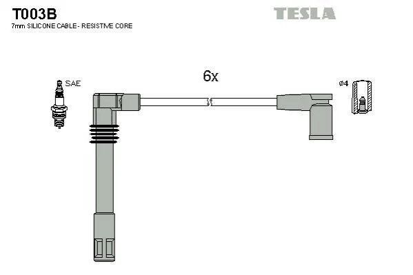 <strong>Провід високовольтні (к-кт) AUDI A6 (C5) 2.4, 2.8i BLATNA TESLA T003B (фото 1)</strong>