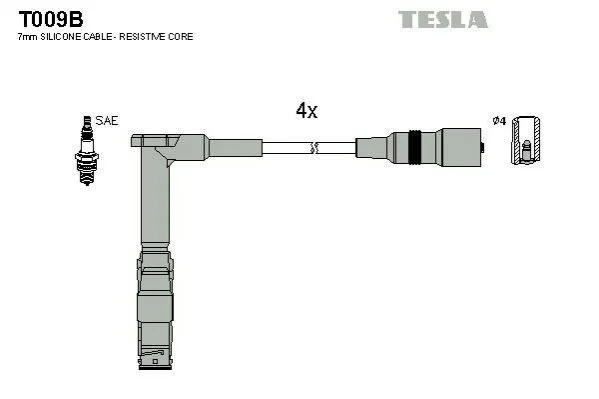 <strong>Кабель запалювання к-кт MB 92-98 1,8 TESLA T009B (фото 1)</strong>