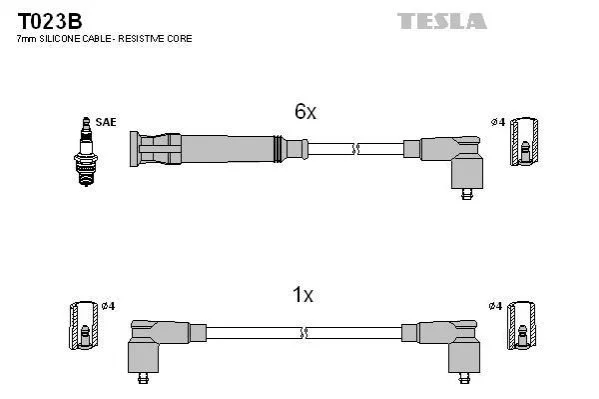<strong>Провід високовольтний, комплект Bmw 3 (E30), 5 (E28) BLATNA TESLA T023B (фото 1)</strong>