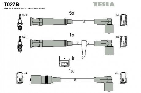Комплект кабелiв запалювання TESLA T027B