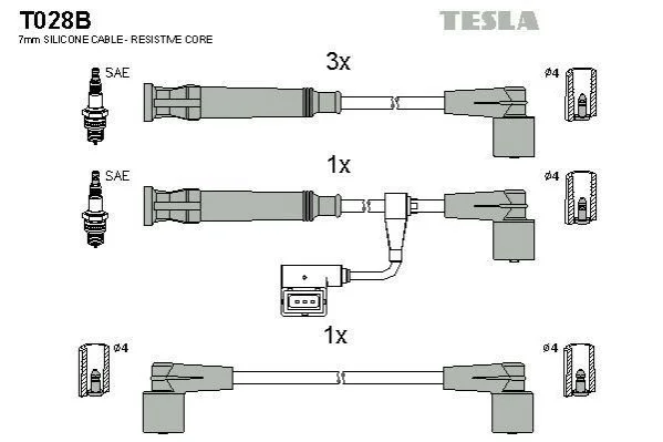 <strong>Провід високовольтний, комплект Bmw 3 (E36) BLATNA TESLA T028B (фото 1)</strong>