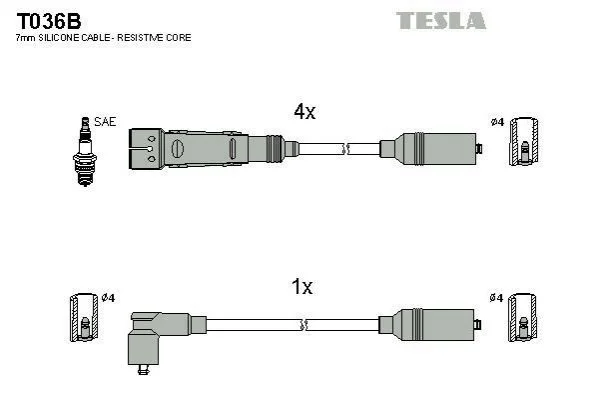<strong>Комплект кабелiв запалювання TESLA T036B (фото 1)</strong>