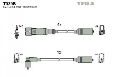 Комплект кабелiв запалювання TESLA T039B