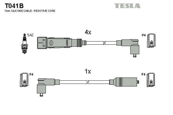 <strong>Провід високовольтні (к-кт) SKODA OCTAVIA I 1.6i BLATNA TESLA T041B (фото 1)</strong>