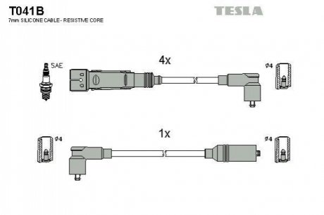 Комплект кабелей высоковольтных TESLA T041B (фото 1)