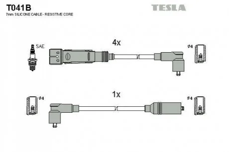 Провід високовольтні (к-кт) SKODA OCTAVIA I 1.6i BLATNA для Skoda TESLA T041B фото товару