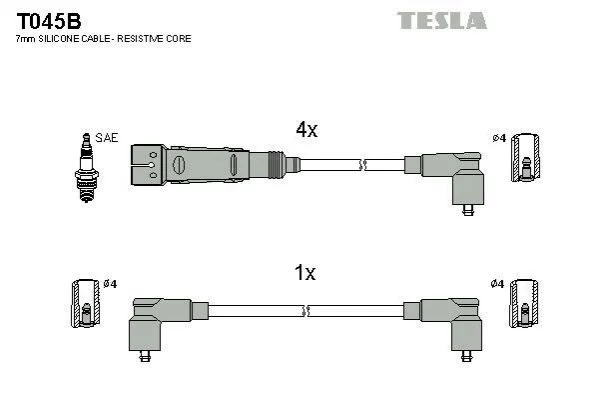 <strong>Провід високовольтний, комплект VW Caddy II 1.6i BLATNA TESLA T045B (фото 1)</strong>