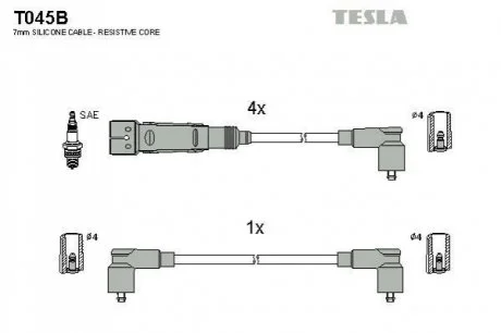 Провід високовольтний, комплект VW Caddy II 1.6i  BLATNA для TESLA T045B фото товару