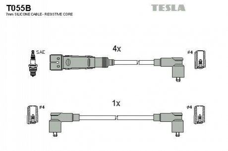 Комплект кабелей зажигания TESLA T055B