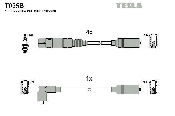 <strong>Кабель запалювання к-кт VW Passat 94-96,Polo Classic 95-01 1,6 AFT TESLA T065B (фото 1)</strong>