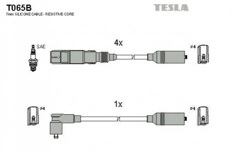 Кабель запалювання к-кт VW Passat 94-96,Polo Classic 95-01 1,6 AFT для TESLA T065B фото товару