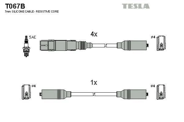 <strong>Провід високовольтні (к-кт) VW SHARAN (95-10) 2.0i BLATNA TESLA T067B (фото 1)</strong>