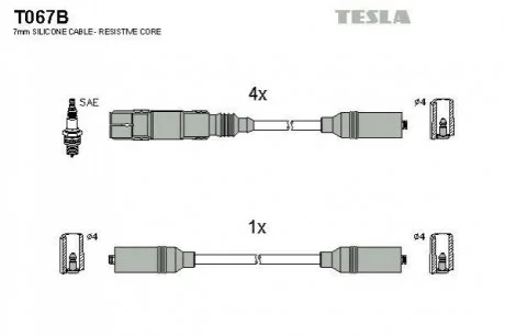Провід високовольтні (к-кт) VW SHARAN (95-10) 2.0i  BLATNA для TESLA T067B фото товару