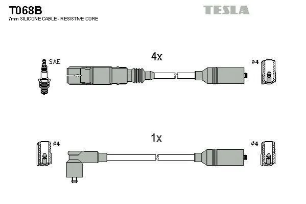 <strong>Комплект кабелiв запалювання TESLA T068B (фото 1)</strong>