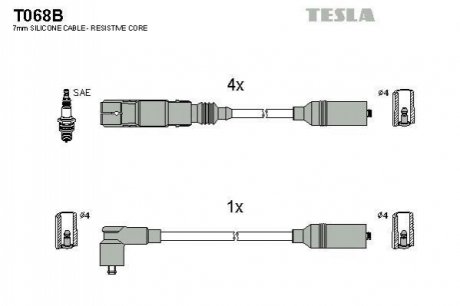 Комплект кабелей зажигания TESLA T068B (фото 1)