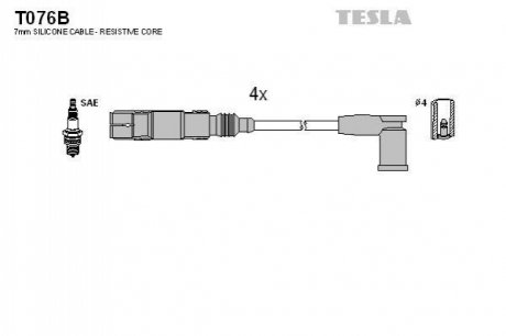Комплект кабелiв запалювання TESLA T076B