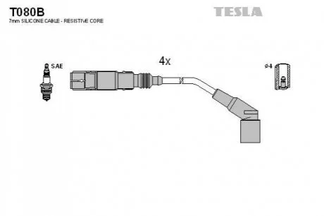 Кабель запалювання, к-кт Аналог TES T810C BMW E34,E36,E45,E46 89-05 для TESLA T080B фото товару