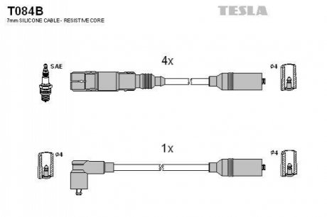 Комплект кабелiв запалювання TESLA T084B (фото 1)