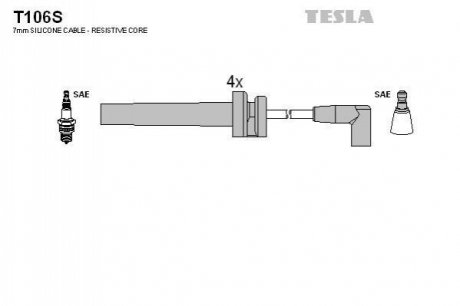 Комплект кабелiв запалювання TESLA T106S