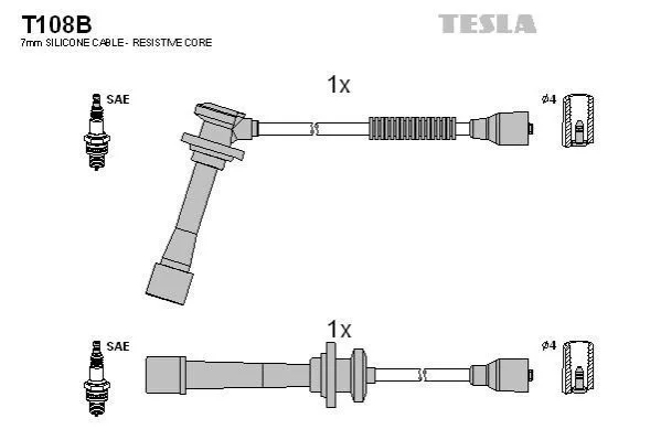 <strong>Комплект кабелiв запалювання TESLA T108B (фото 1)</strong>