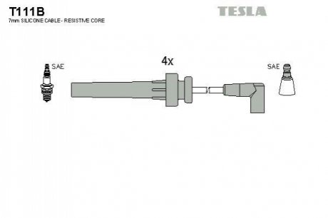 Комплект кабелей зажигания TESLA T111B (фото 1)