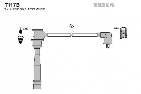 Комплект кабелей зажигания TESLA T117B (фото 1)