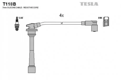 Кабель запалювання к-кт HY Accent 95-02 1,4-1,6 для TESLA T118B фото товару